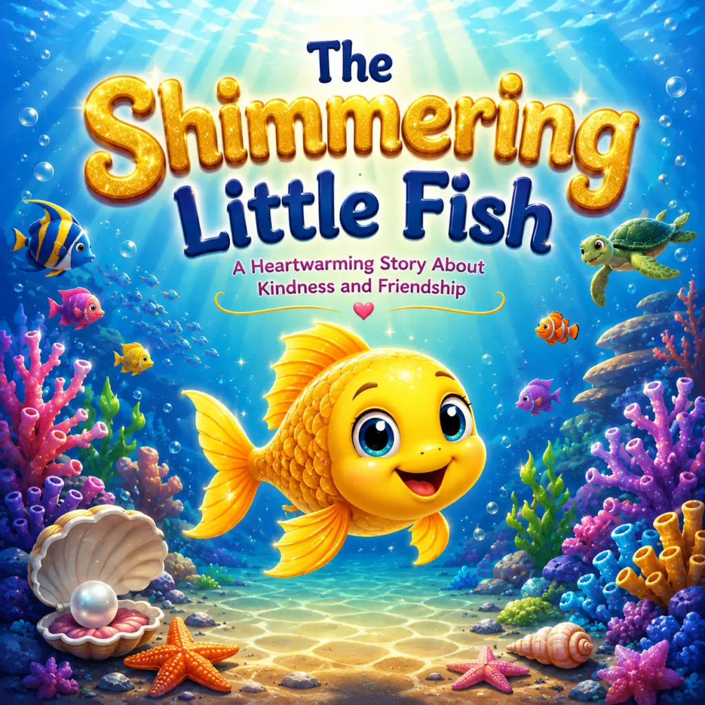 The Shimmering Little Fish children's picture book cover about kindness and friendship for toddlers ages 1-4
