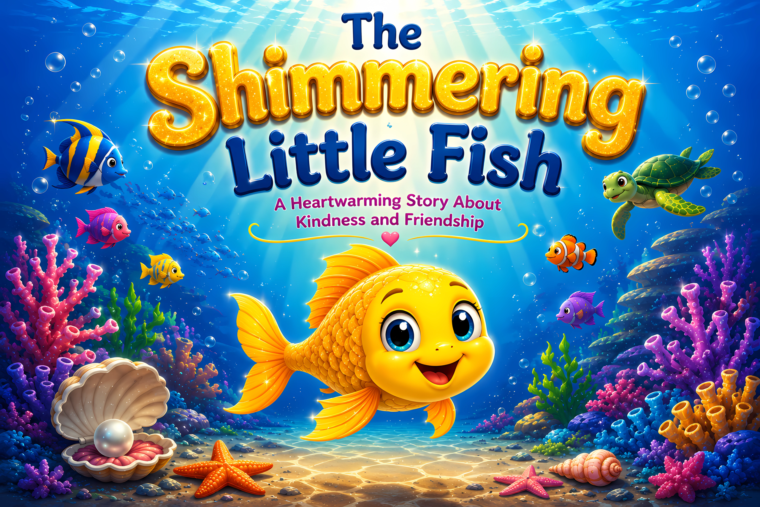 The Shimmering Little Fish children's picture book cover about kindness and friendship for toddlers ages 2-6