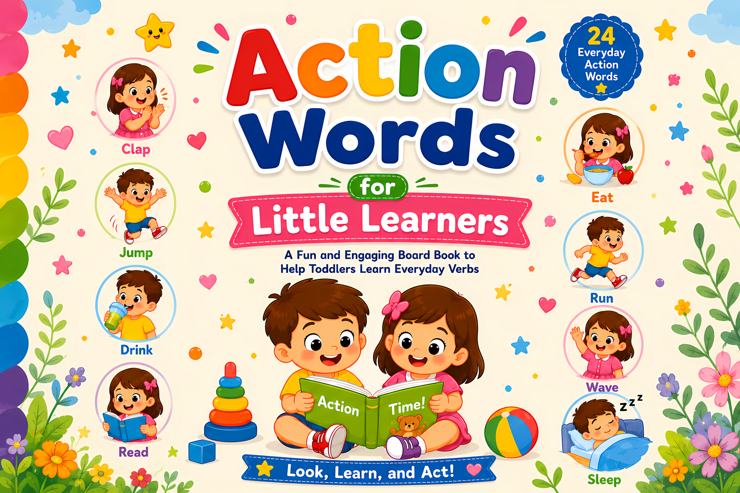 Action Words for Little Learners free kids picture book cover