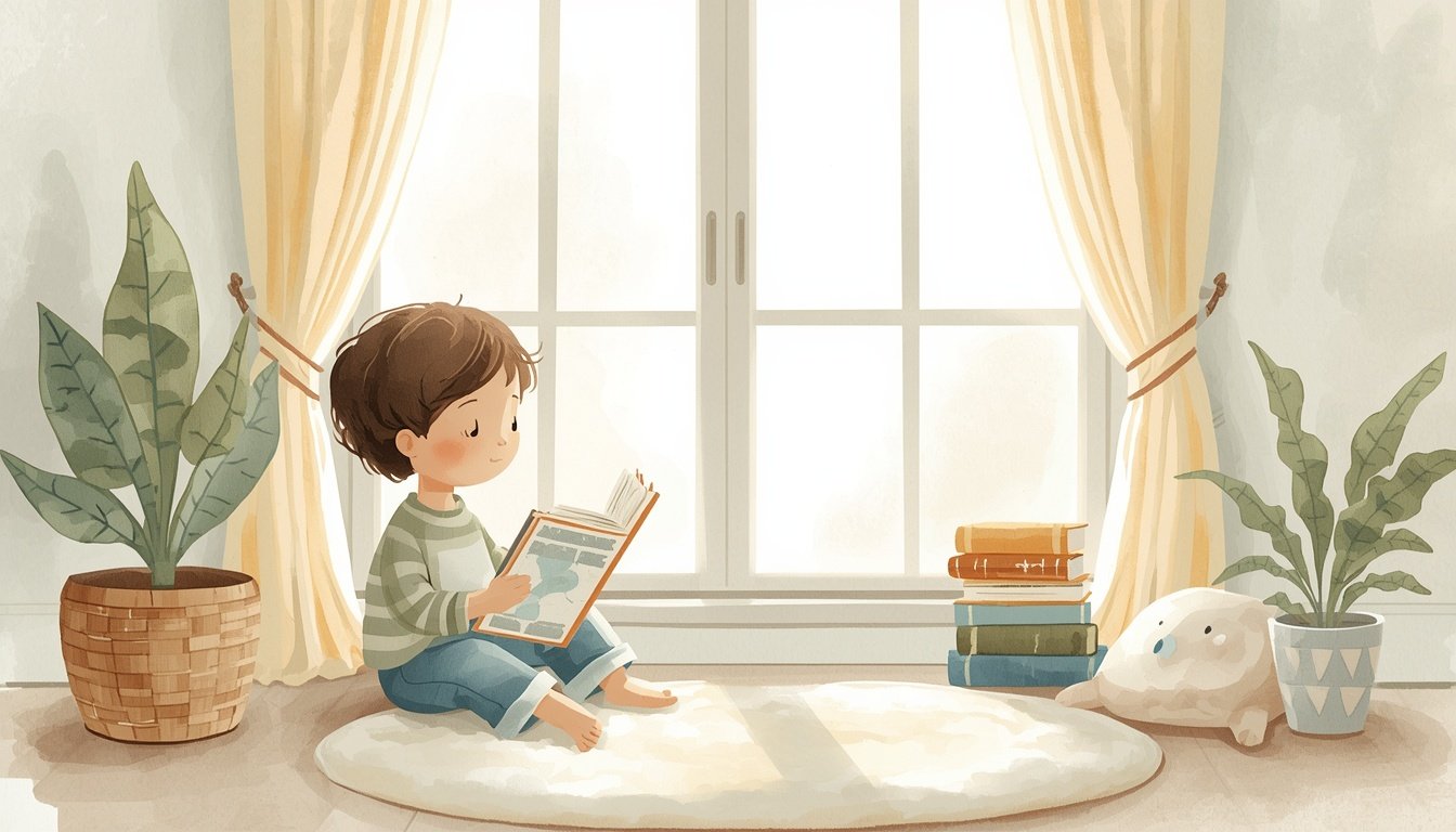 Sensory-friendly adventures for kids — child quietly observing nature illustration