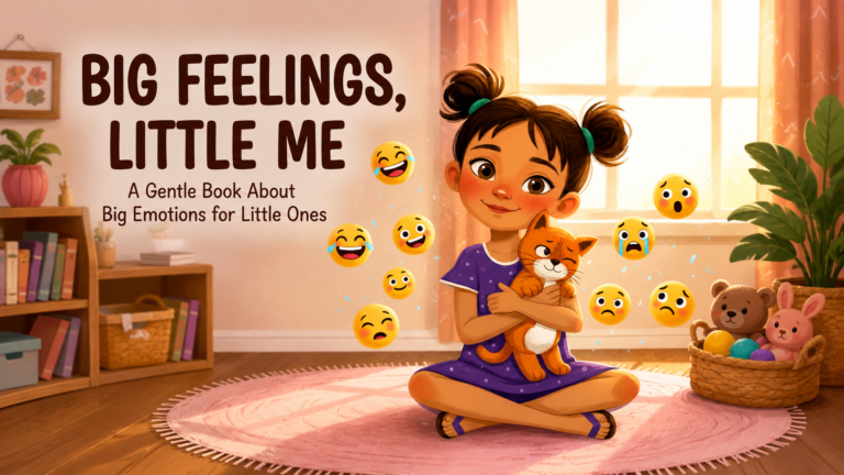 feelings book for toddlers - Big Feelings Little Me cover featuring Zara and her stuffed cat Whiskers