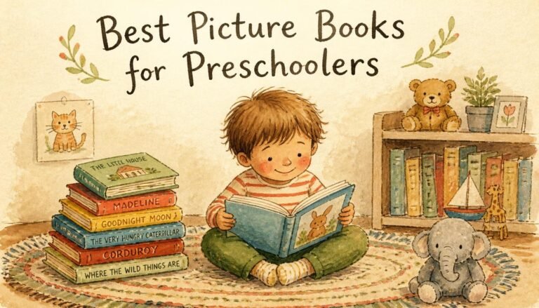 best picture books for preschoolers — child reading illustration