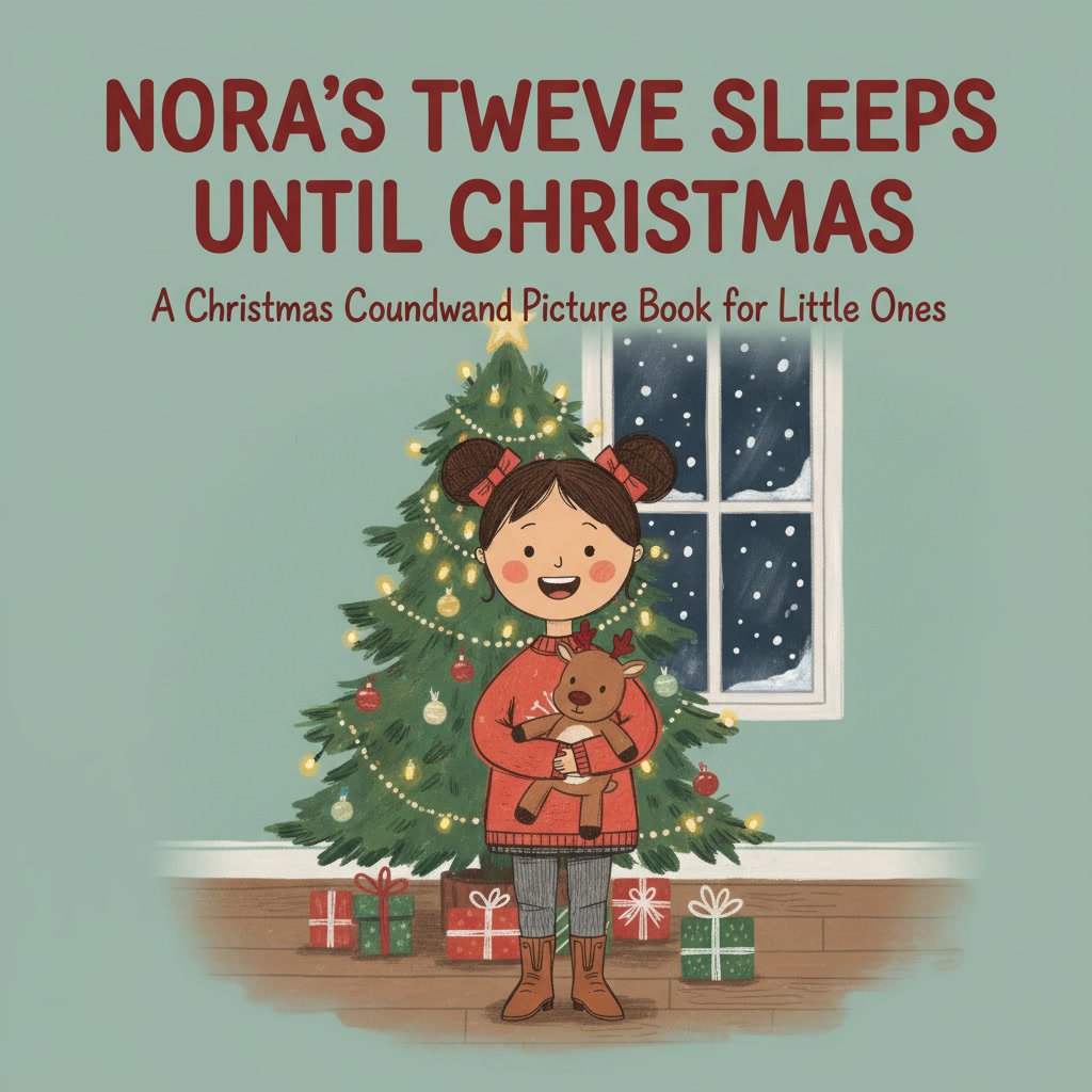 Nora's Twelve Sleeps Until Christmas, a free Christmas countdown book for kids cover